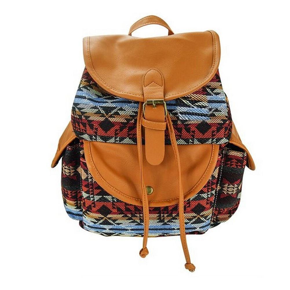 Artisanal Bags Red Combined Canvas Backpack - Multiple Colors A799449