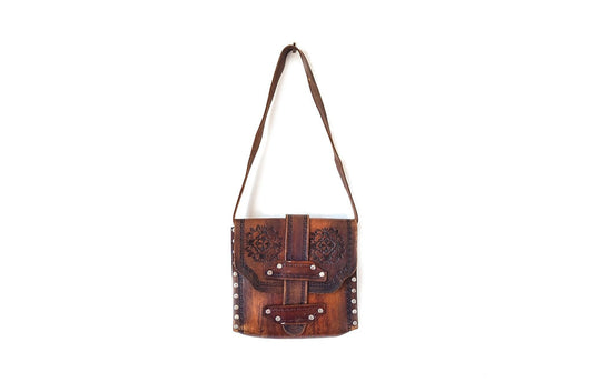 Artisanal Bags Brown Embroidered Leather Shoulder Bag - Multiple Price A799333